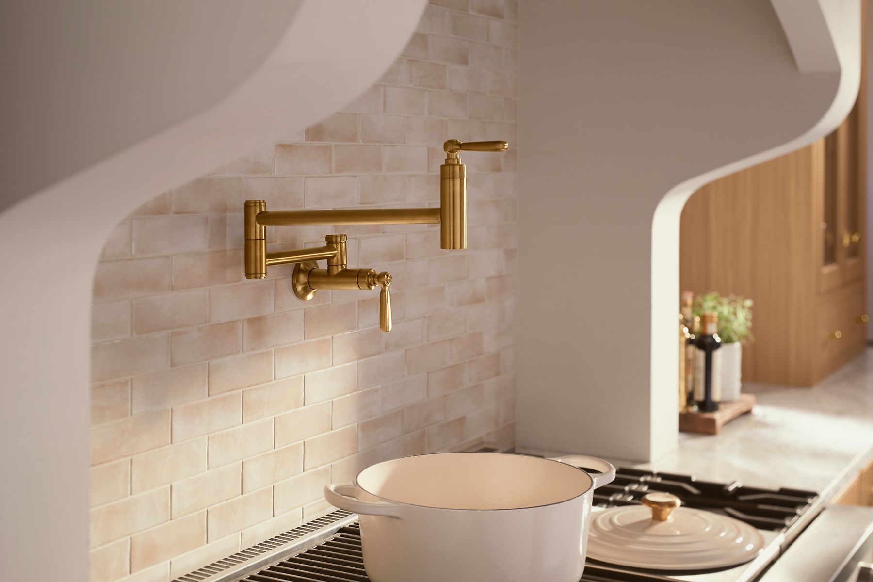 KOHLER K-28359-SN Edalyn By Studio Mcgee Wall-Mount Pot Filler - Vibrant Polished Nickel