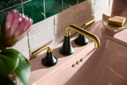 KOHLER K-27416-4N-BMB Tone Widespread Bathroom Sink Faucet, 0.5 Gpm - Matte Black With Brushed Moderne Brass