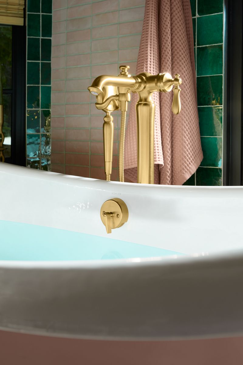 KOHLER K-T72790-9M-BL Artifacts Floor-Mount Bath Filler Trim With Handshower - Matte Black