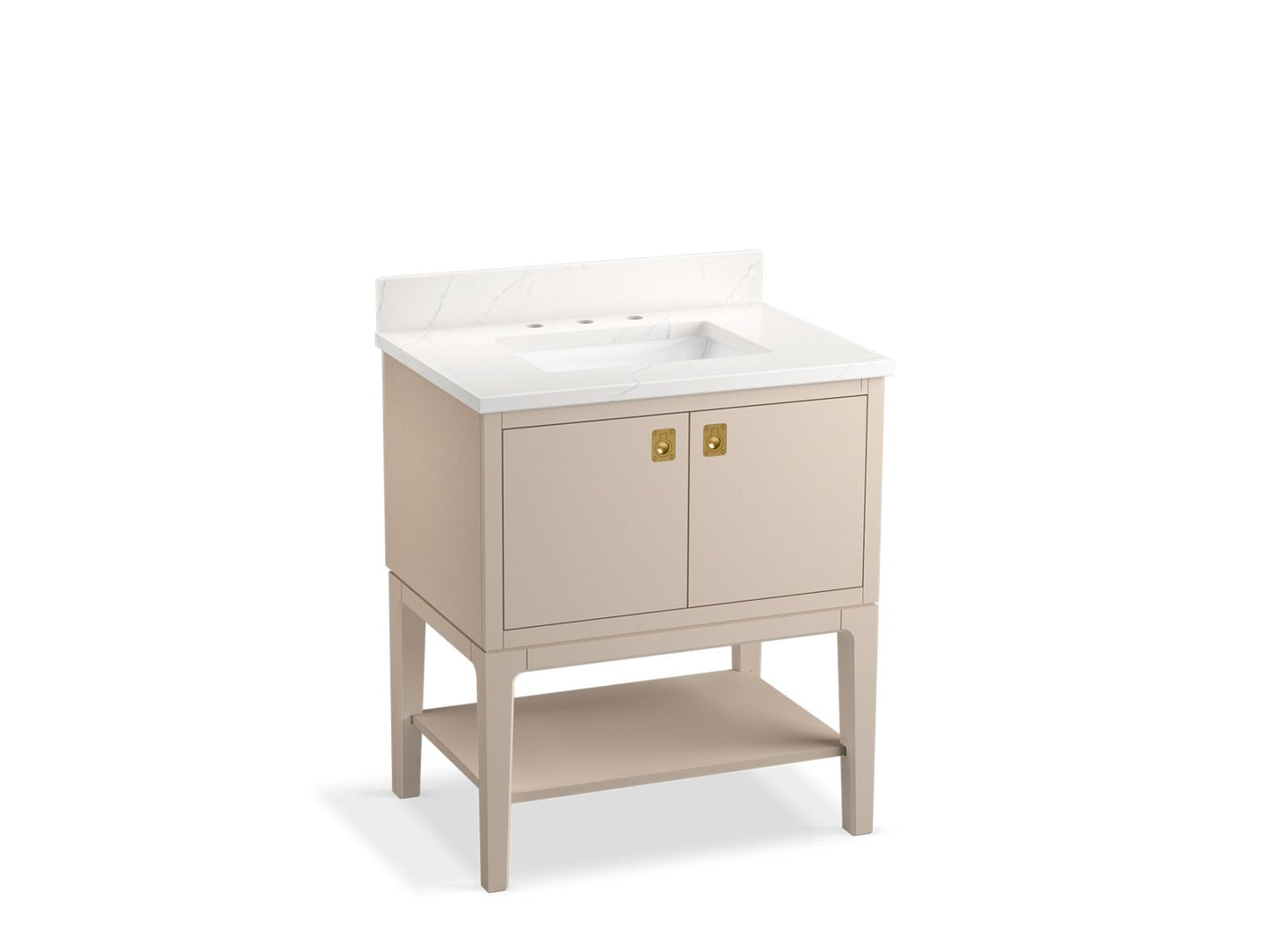 KOHLER K-35025-LWG Seagrove By Studio Mcgee 30" Bathroom Vanity Cabinet With Sink And Quartz Top In Light Clay