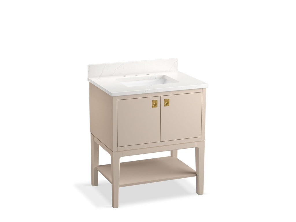 KOHLER K-35025-LWG Seagrove By Studio Mcgee 30" Bathroom Vanity Cabinet With Sink And Quartz Top - Light Clay