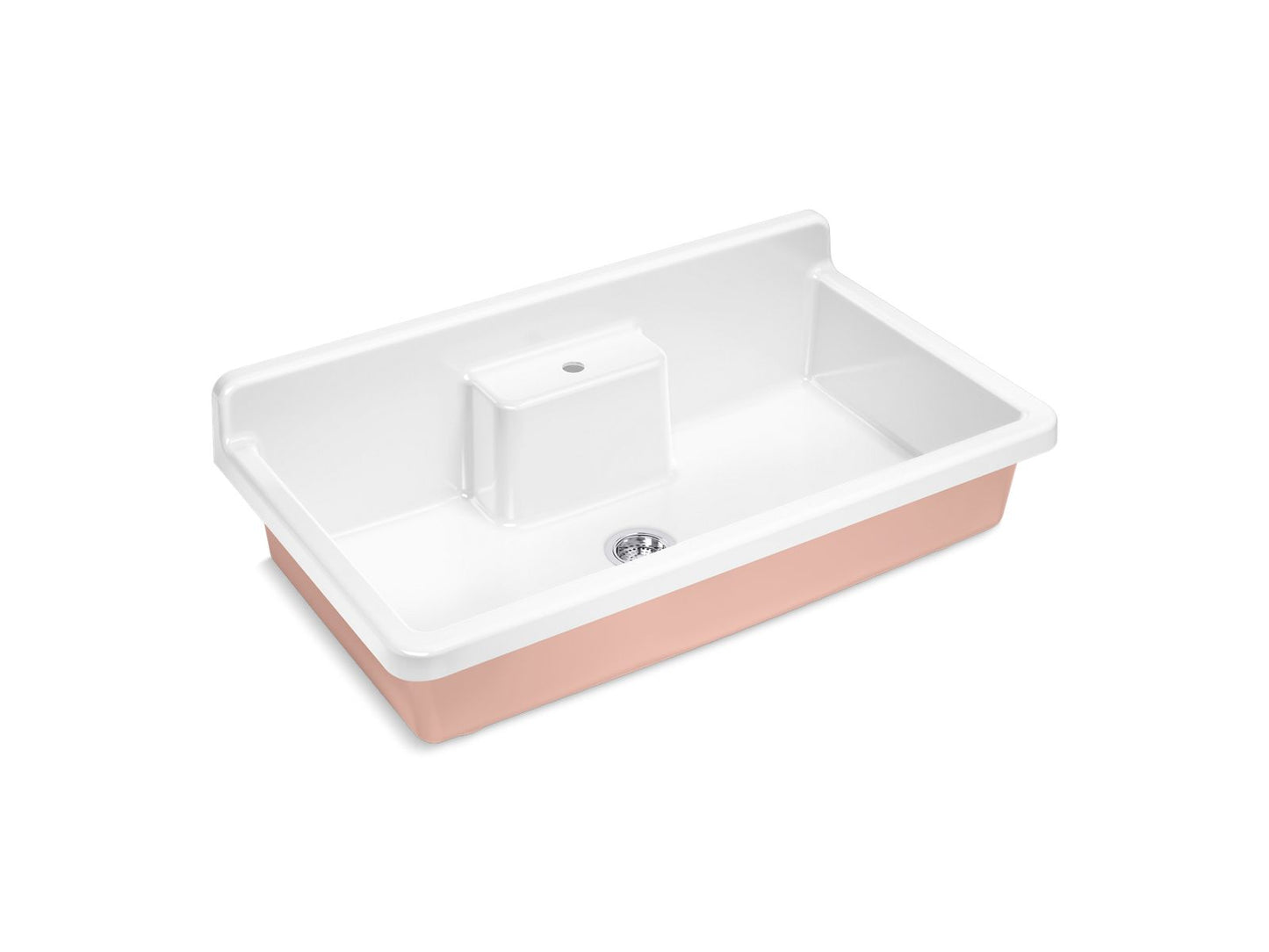 KOHLER K-21103-1HPPB-0 Farmstead 45" Top-/Wall-Mount Single-Bowl Workstation Farmhouse Kitchen Sink In 150th Peachblow