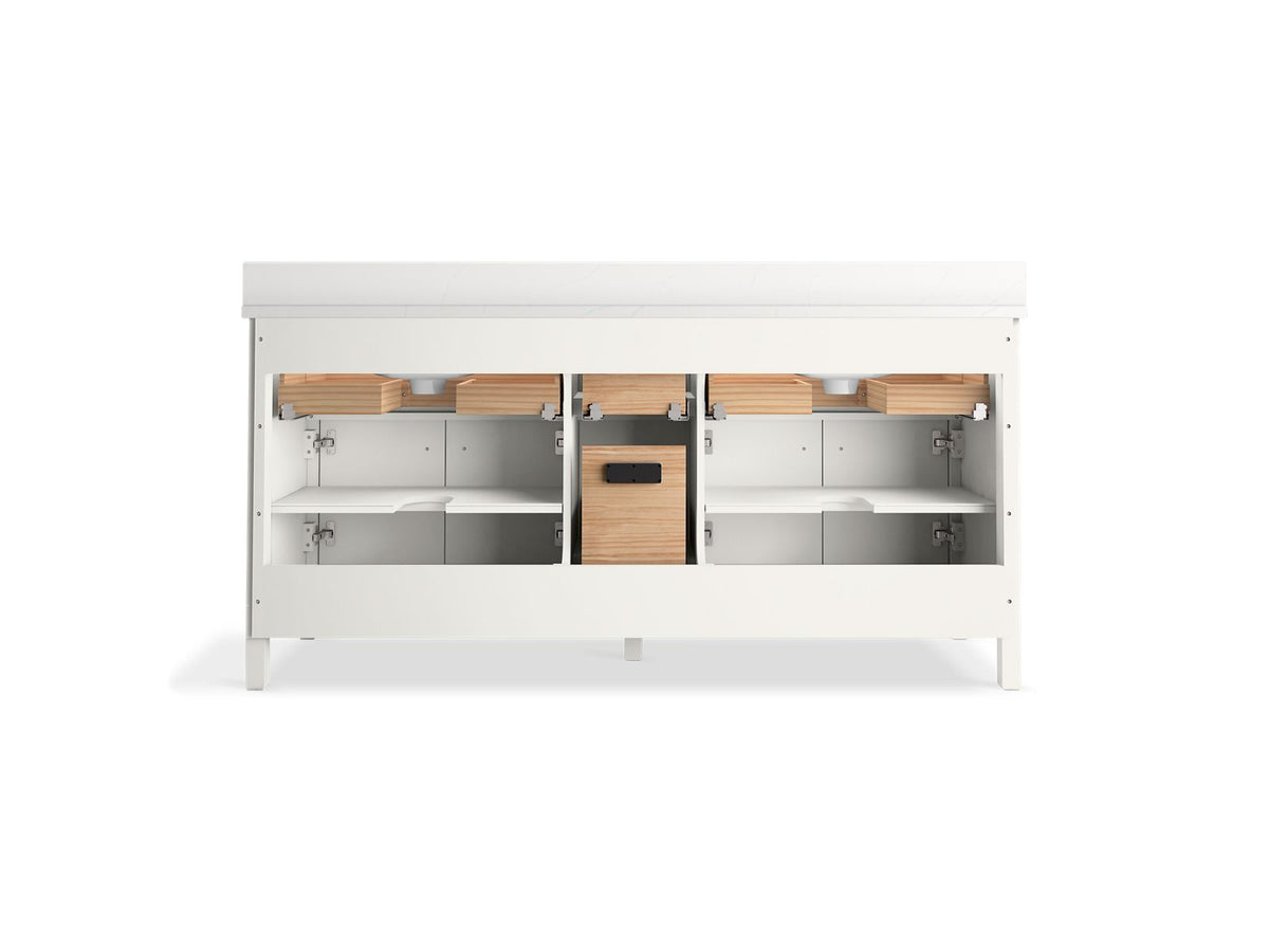 KOHLER K-35023-DAK Malin By Studio Mcgee 72" Bathroom Vanity Cabinet With Sinks And Quartz Top - Draper Oak