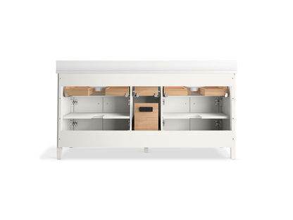 KOHLER K-35023-DAK Malin by Studio McGee 72" bathroom vanity cabinet with sinks and quartz top - Draper Oak