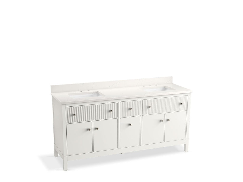 KOHLER K-35023-DAK Malin By Studio Mcgee 72" Bathroom Vanity Cabinet With Sinks And Quartz Top - Draper Oak