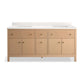 KOHLER K-35023-SWK Malin By Studio Mcgee 72" Bathroom Vanity Cabinet With Sinks And Quartz Top In White Oak