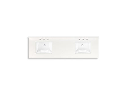 KOHLER K-35023-DAK Malin by Studio McGee 72" bathroom vanity cabinet with sinks and quartz top - Draper Oak