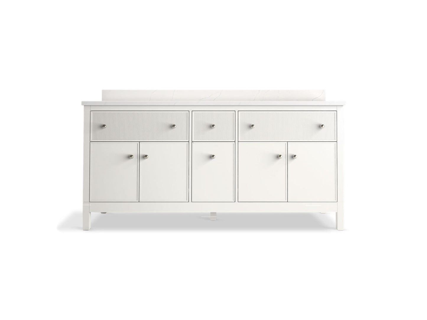 KOHLER K-35023-0 Malin By Studio Mcgee 72" Bathroom Vanity Cabinet With Sinks And Quartz Top In White