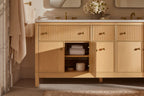 KOHLER K-35023-DAK Malin By Studio Mcgee 72" Bathroom Vanity Cabinet With Sinks And Quartz Top - Draper Oak