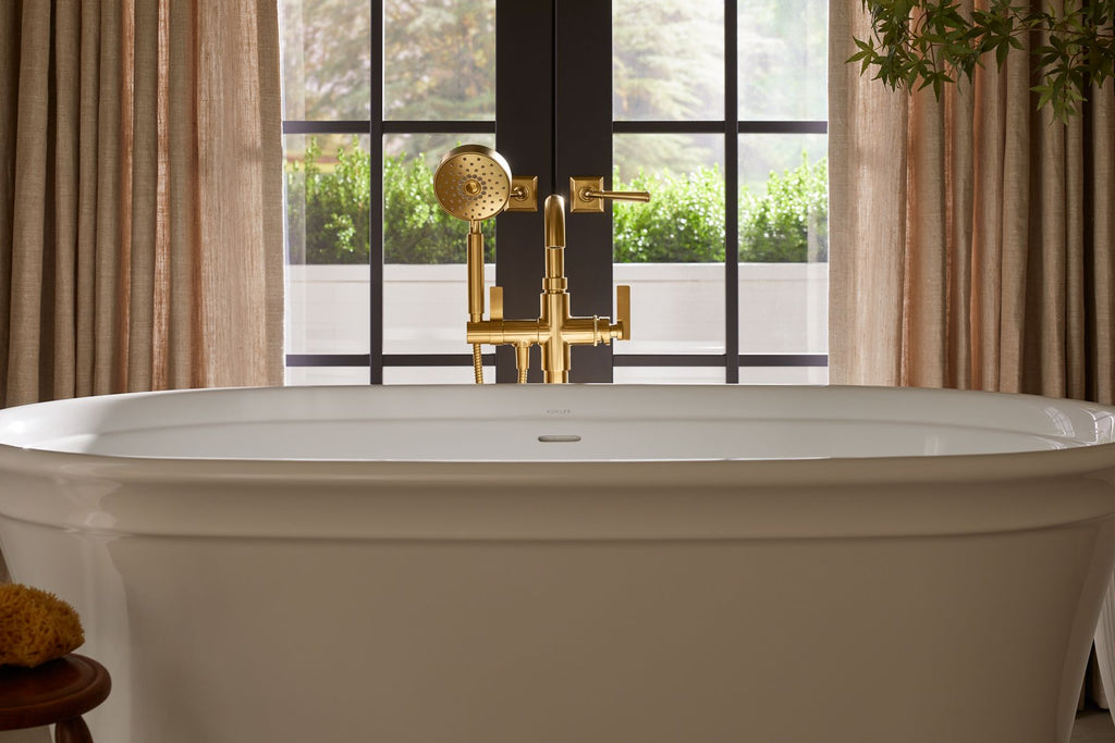 KOHLER K-T35924-4-SN Castia By Studio Mcgee Floor-Mount Bath Filler Trim With Handshower - Vibrant Polished Nickel