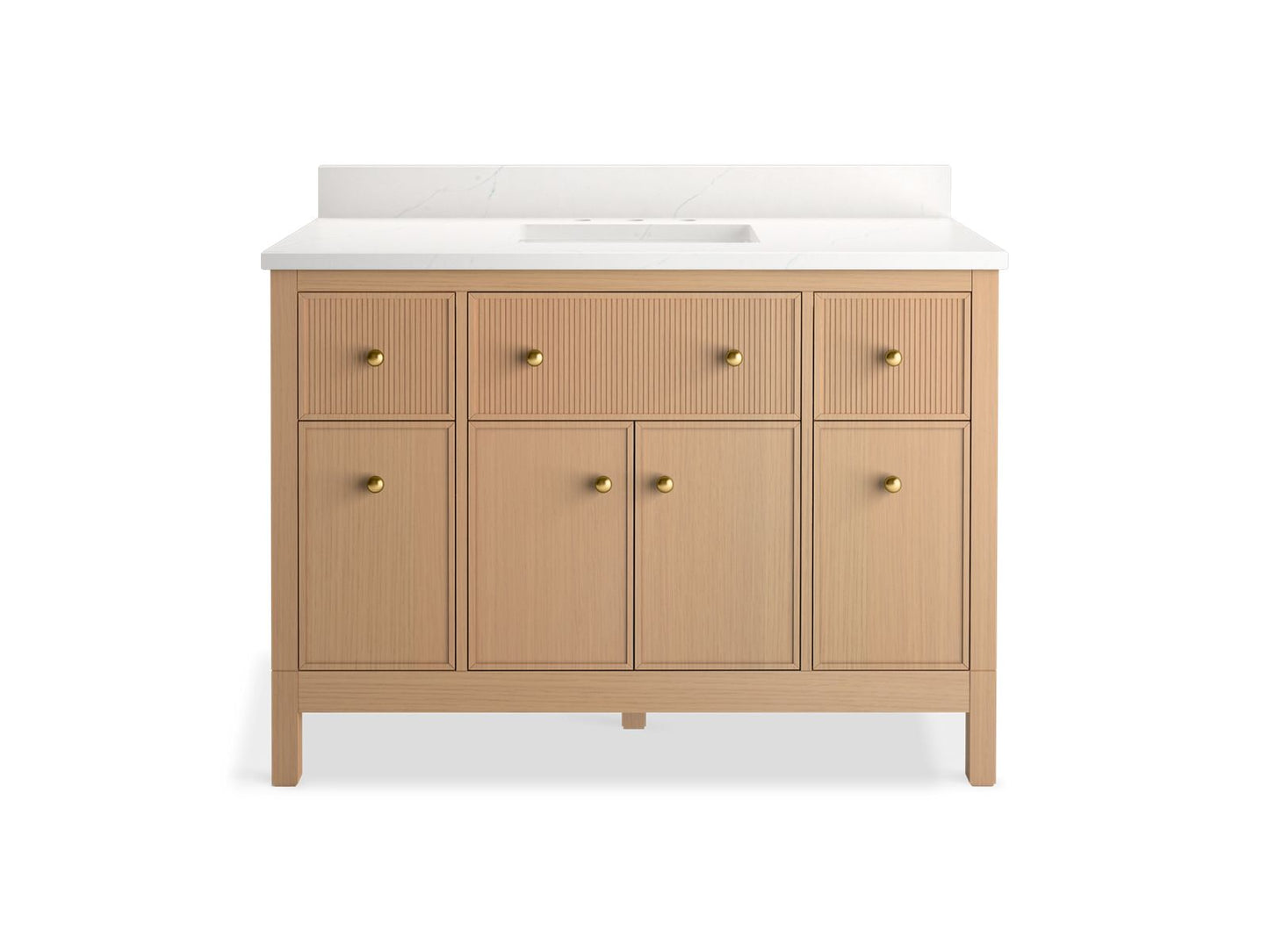 KOHLER K-35021-SWK Malin By Studio Mcgee 48" Bathroom Vanity Cabinet With Sink And Quartz Top In White Oak