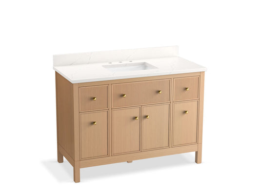 KOHLER K-35021-SWK Malin By Studio Mcgee 48" Bathroom Vanity Cabinet With Sink And Quartz Top In White Oak