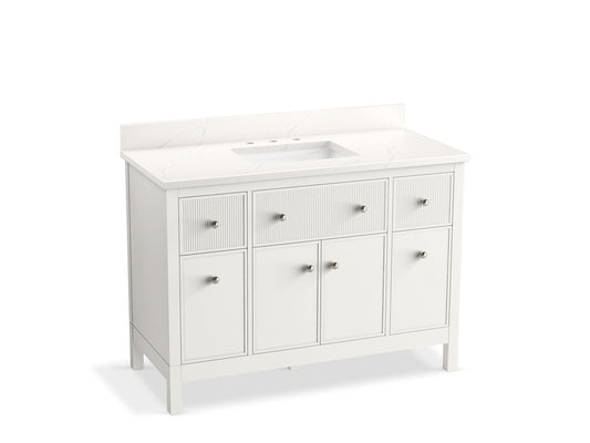 KOHLER K-35021-0 Malin By Studio Mcgee 48" Bathroom Vanity Cabinet With Sink And Quartz Top In White