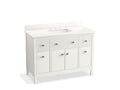 KOHLER K-35021-0 Malin By Studio Mcgee 48" Bathroom Vanity Cabinet With Sink And Quartz Top - White