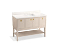 KOHLER K-35027-LWG Seagrove By Studio Mcgee 48" Bathroom Vanity Cabinet With Sink And Quartz Top - Light Clay