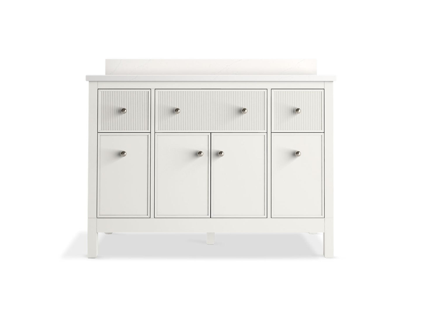 KOHLER K-35021-0 Malin By Studio Mcgee 48" Bathroom Vanity Cabinet With Sink And Quartz Top In White