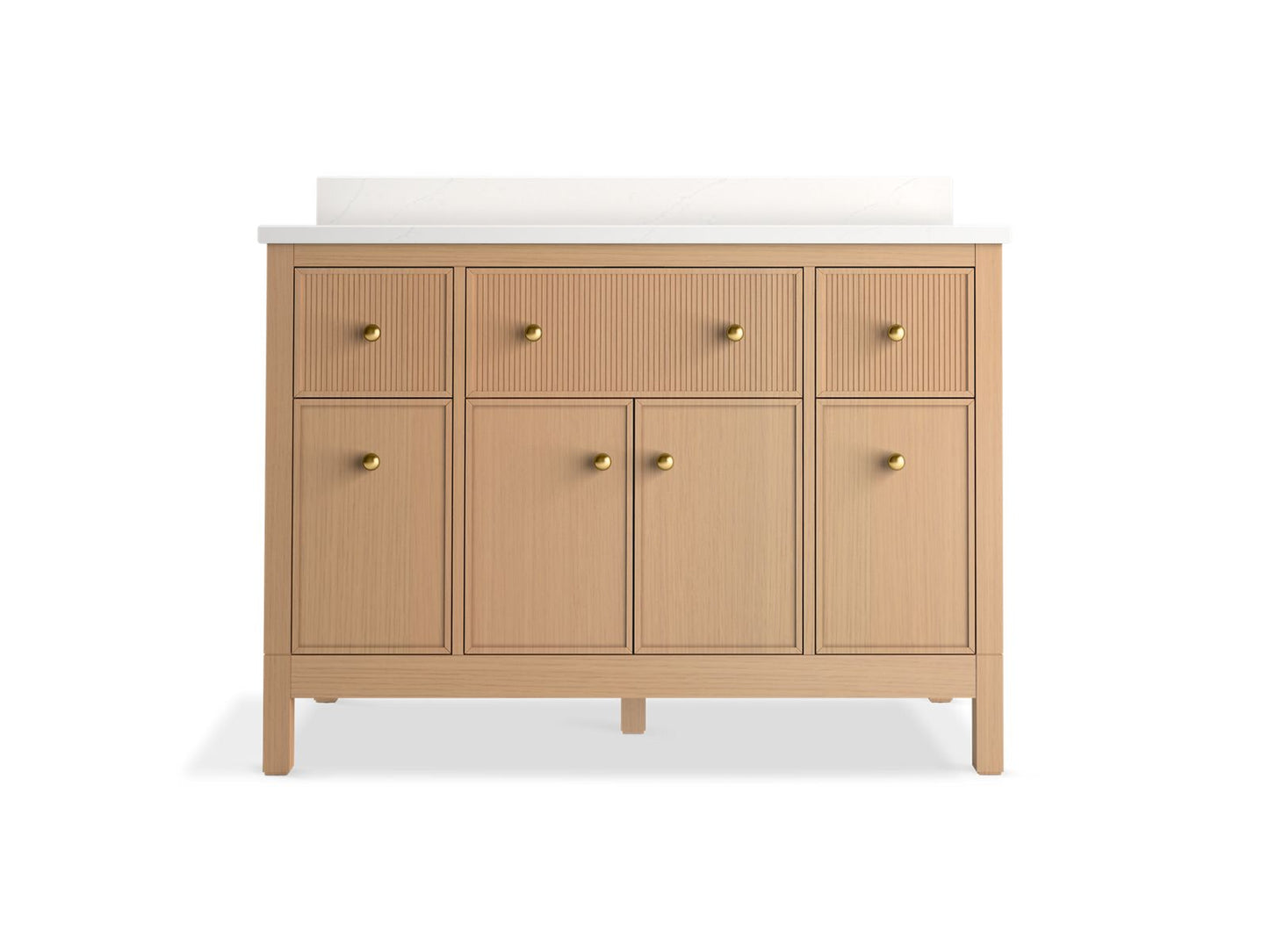 KOHLER K-35021-SWK Malin By Studio Mcgee 48" Bathroom Vanity Cabinet With Sink And Quartz Top In White Oak