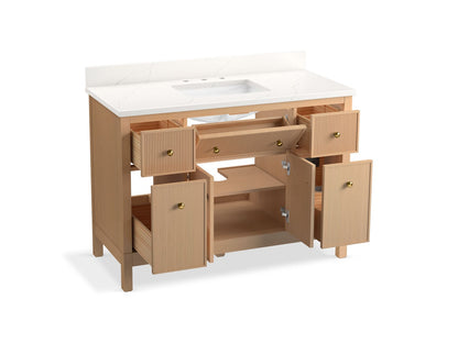 KOHLER Malin by Studio McGee 48" bathroom vanity cabinet with sink and quartz top - White Oak, K-35021-SWK