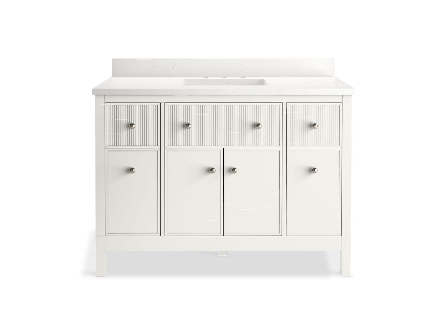 KOHLER K-35021-0 Malin By Studio Mcgee 48" Bathroom Vanity Cabinet With Sink And Quartz Top In White