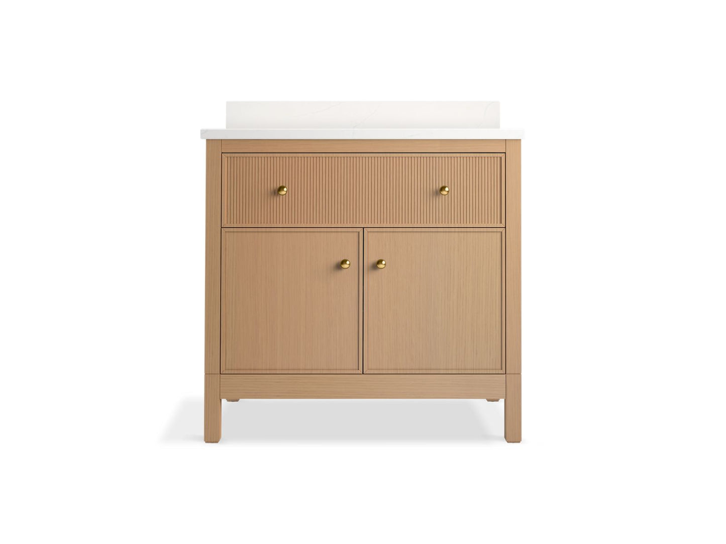 KOHLER K-35020-SWK Malin By Studio Mcgee 36" Bathroom Vanity Cabinet With Sink And Quartz Top In White Oak