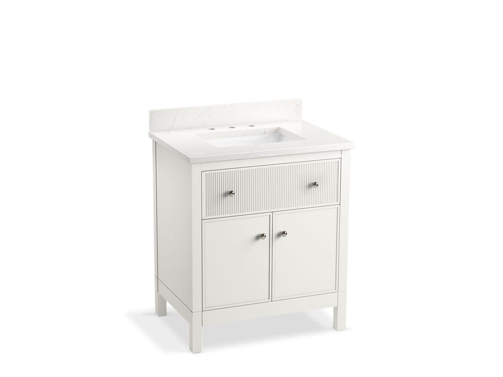 KOHLER K-35019-SWK Malin By Studio Mcgee 30" Bathroom Vanity Cabinet With Sink And Quartz Top - White Oak