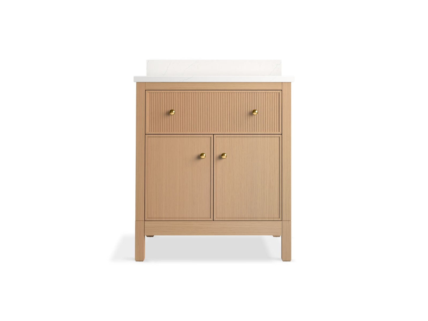 KOHLER K-35019-SWK Malin By Studio Mcgee 30" Bathroom Vanity Cabinet With Sink And Quartz Top In White Oak