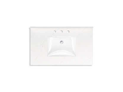 KOHLER K-35020-DAK Malin by Studio McGee 36" bathroom vanity cabinet with sink and quartz top - Draper Oak