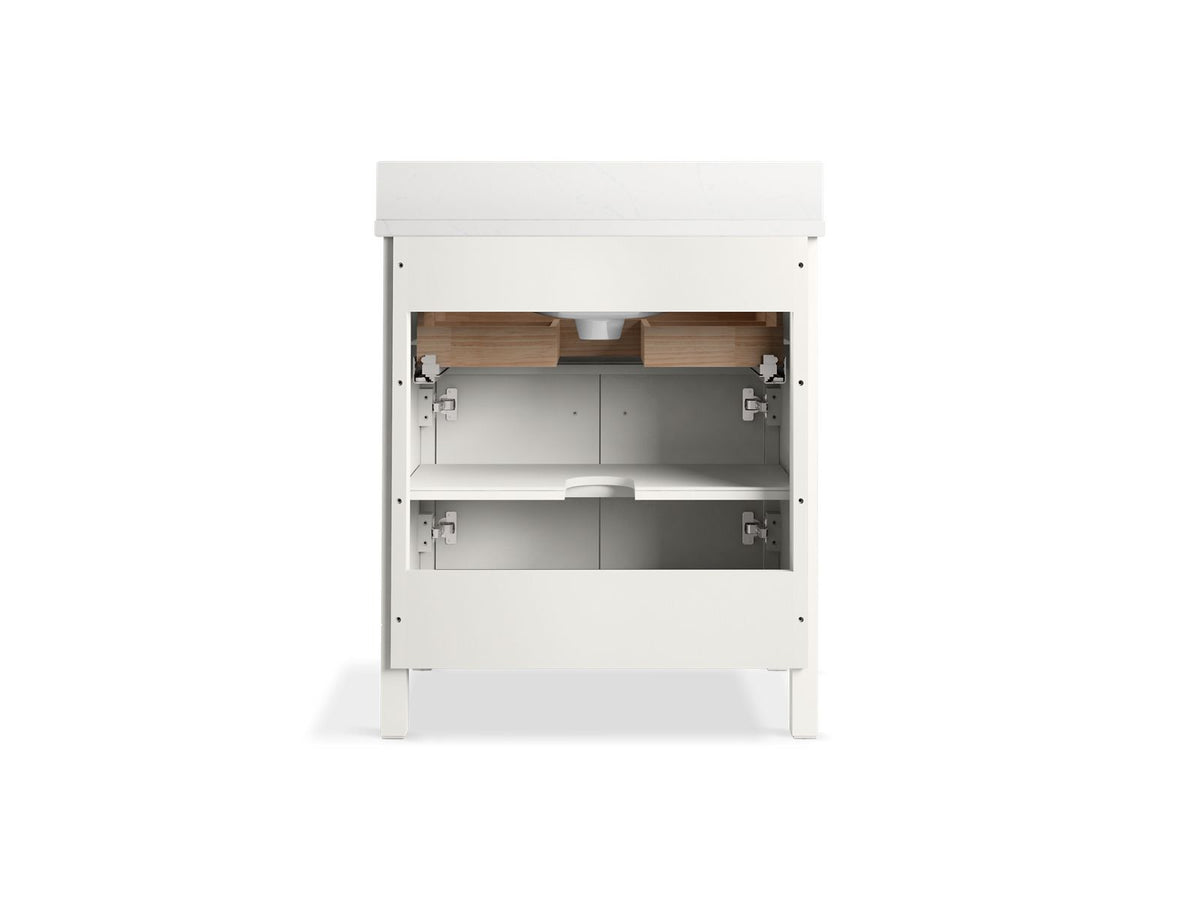 KOHLER K-35019-SWK Malin By Studio Mcgee 30" Bathroom Vanity Cabinet With Sink And Quartz Top - White Oak
