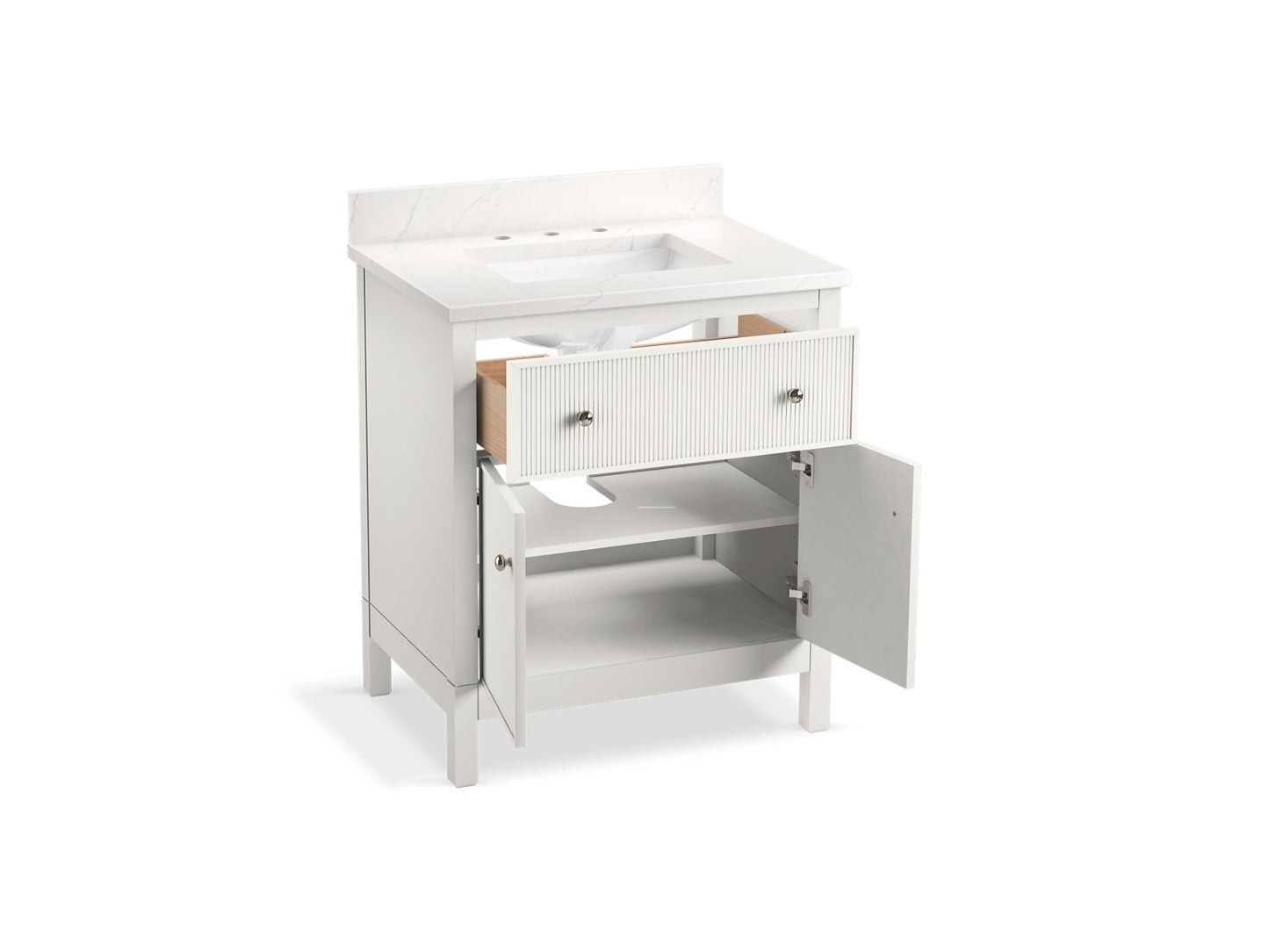 KOHLER K-35019-0 Malin By Studio Mcgee 30" Bathroom Vanity Cabinet With Sink And Quartz Top In White