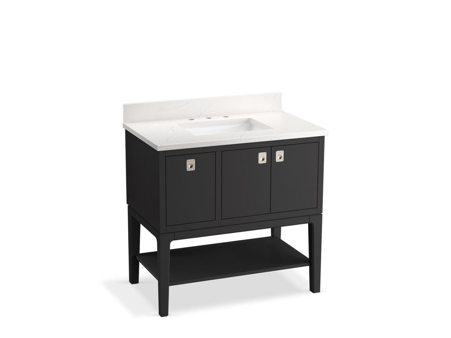 KOHLER K-35026-DWG Seagrove By Studio Mcgee 36" Bathroom Vanity Cabinet With Sink And Quartz Top In Ferrous Grey