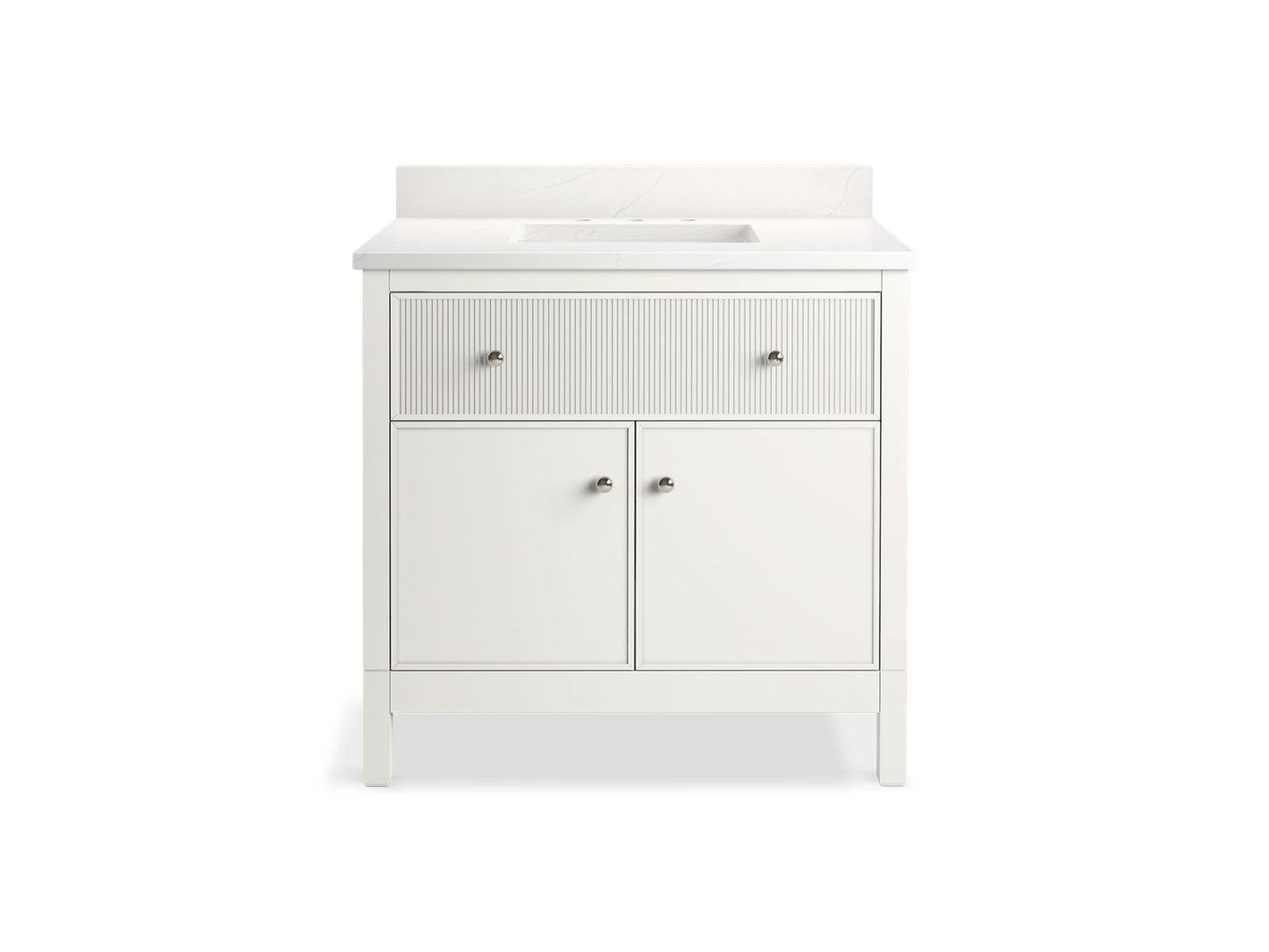 KOHLER K-35020-0 Malin By Studio Mcgee 36" Bathroom Vanity Cabinet With Sink And Quartz Top In White