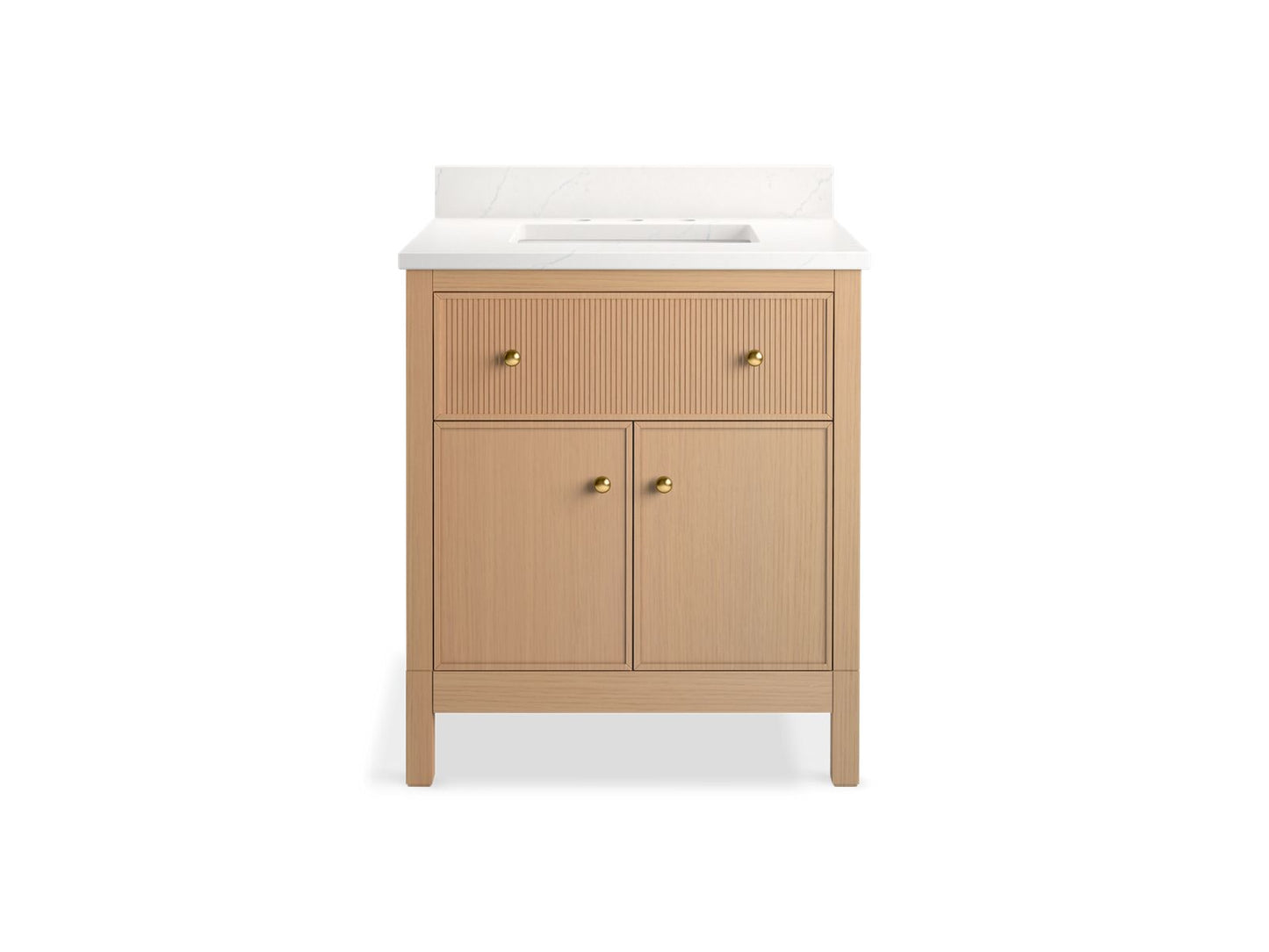 KOHLER K-35019-SWK Malin By Studio Mcgee 30" Bathroom Vanity Cabinet With Sink And Quartz Top In White Oak