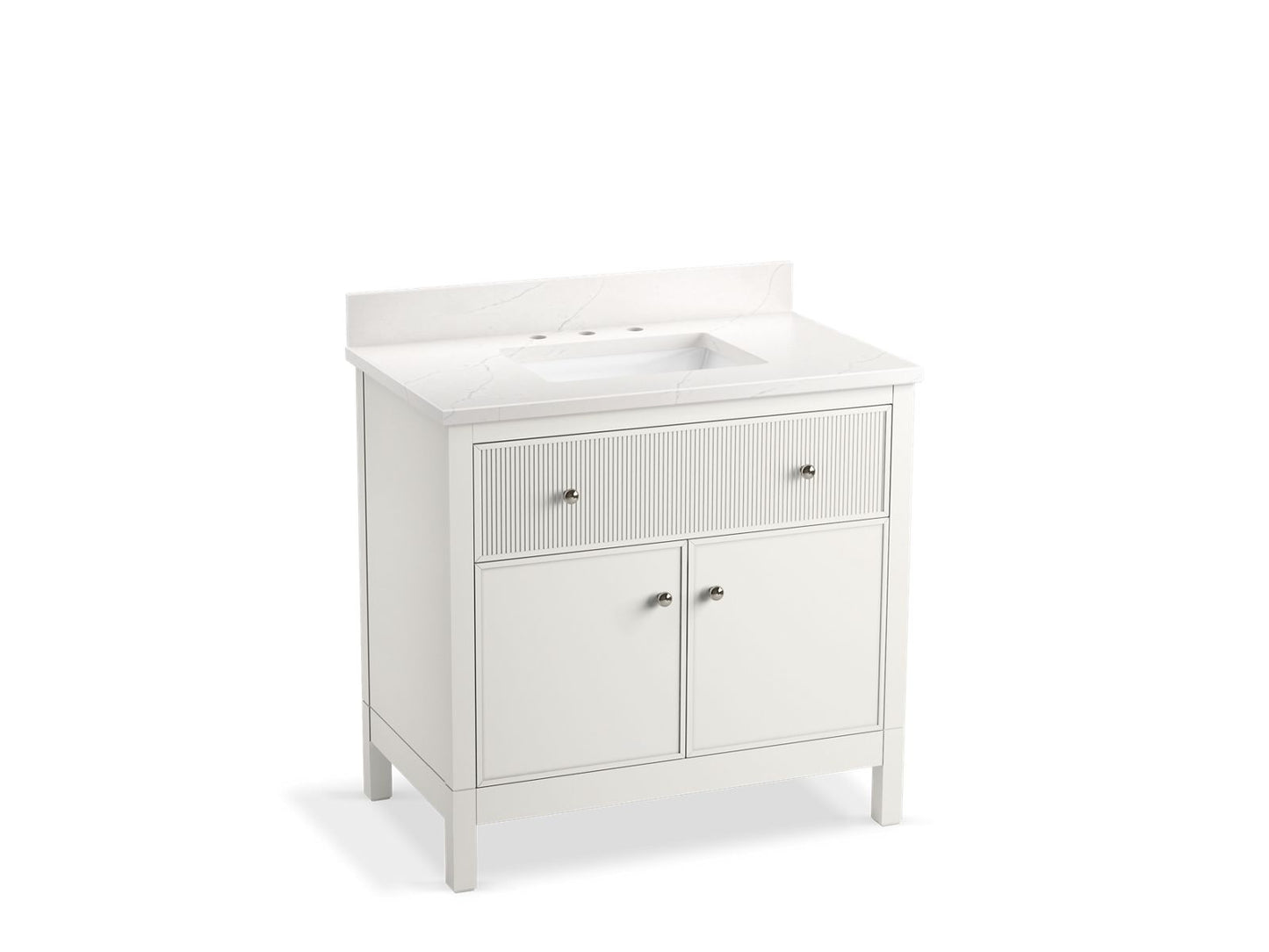 KOHLER K-35020-0 Malin By Studio Mcgee 36" Bathroom Vanity Cabinet With Sink And Quartz Top In White