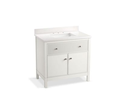KOHLER K-35020-DAK Malin by Studio McGee 36" bathroom vanity cabinet with sink and quartz top - Draper Oak