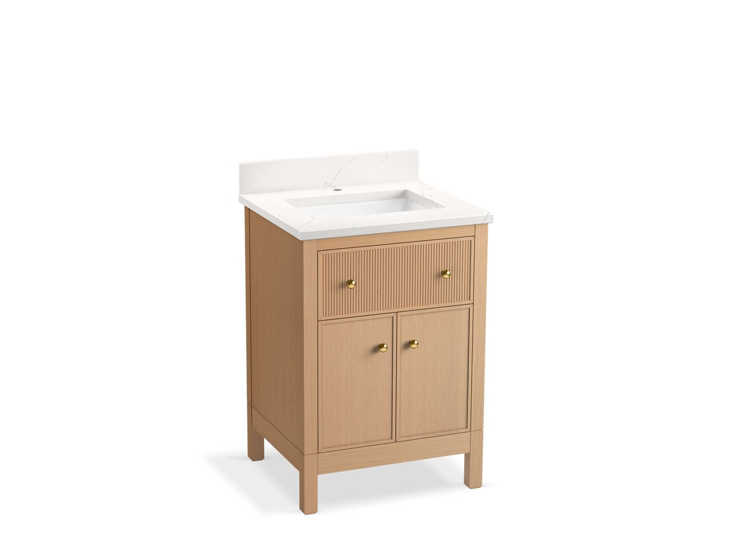 KOHLER K-35018-SWK Malin By Studio Mcgee 24" Bathroom Vanity Cabinet With Sink And Quartz Top In White Oak