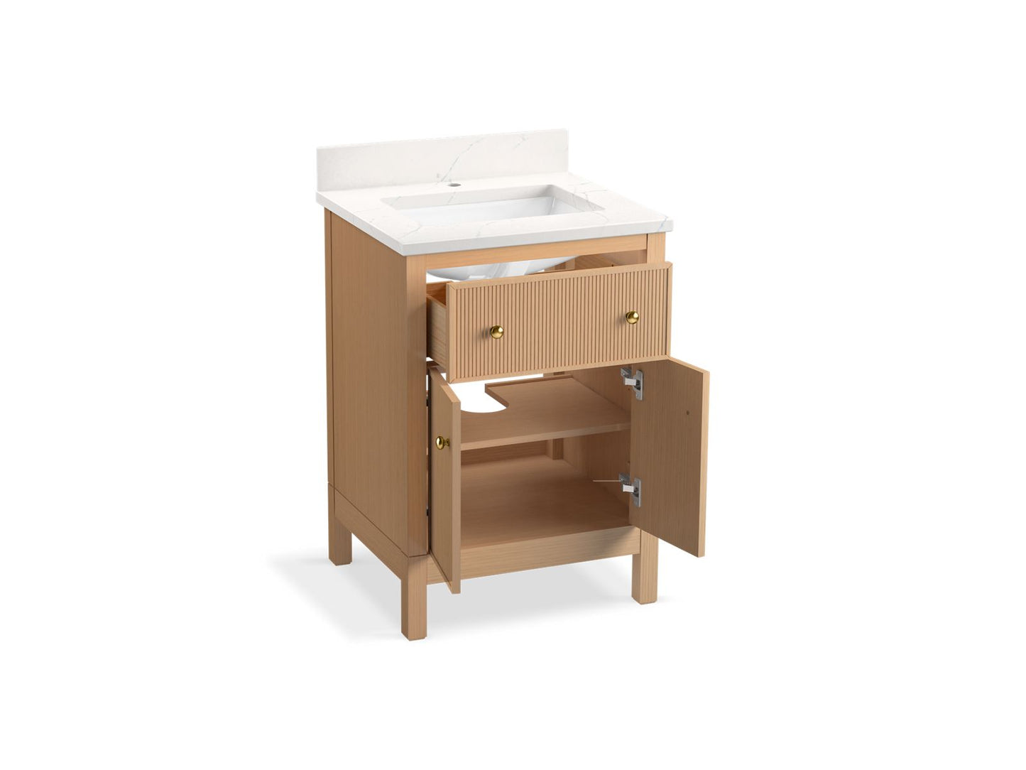 KOHLER K-35018-SWK Malin By Studio Mcgee 24" Bathroom Vanity Cabinet With Sink And Quartz Top In White Oak