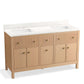 KOHLER K-35022-SWK Malin By Studio Mcgee 60" Bathroom Vanity Cabinet With Sinks And Quartz Top In White Oak