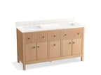 KOHLER K-35022-SWK Malin By Studio Mcgee 60" Bathroom Vanity Cabinet With Sinks And Quartz Top - White Oak