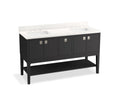 KOHLER K-35028-DWG Seagrove By Studio Mcgee 60" Bathroom Vanity Cabinet With Sinks And Quartz Top - Ferrous Grey