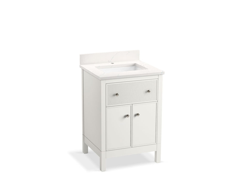 KOHLER K-35018-0 Malin By Studio Mcgee 24" Bathroom Vanity Cabinet With Sink And Quartz Top - White