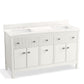 KOHLER K-35022-0 Malin By Studio Mcgee 60" Bathroom Vanity Cabinet With Sinks And Quartz Top In White