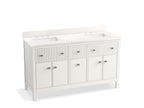 KOHLER K-35022-SWK Malin By Studio Mcgee 60" Bathroom Vanity Cabinet With Sinks And Quartz Top - White Oak