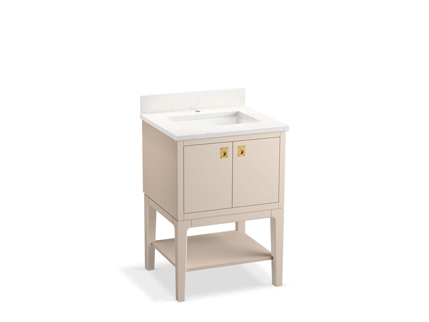 KOHLER K-35024-LWG Seagrove By Studio Mcgee 24" Bathroom Vanity Cabinet With Sink And Quartz Top In Light Clay