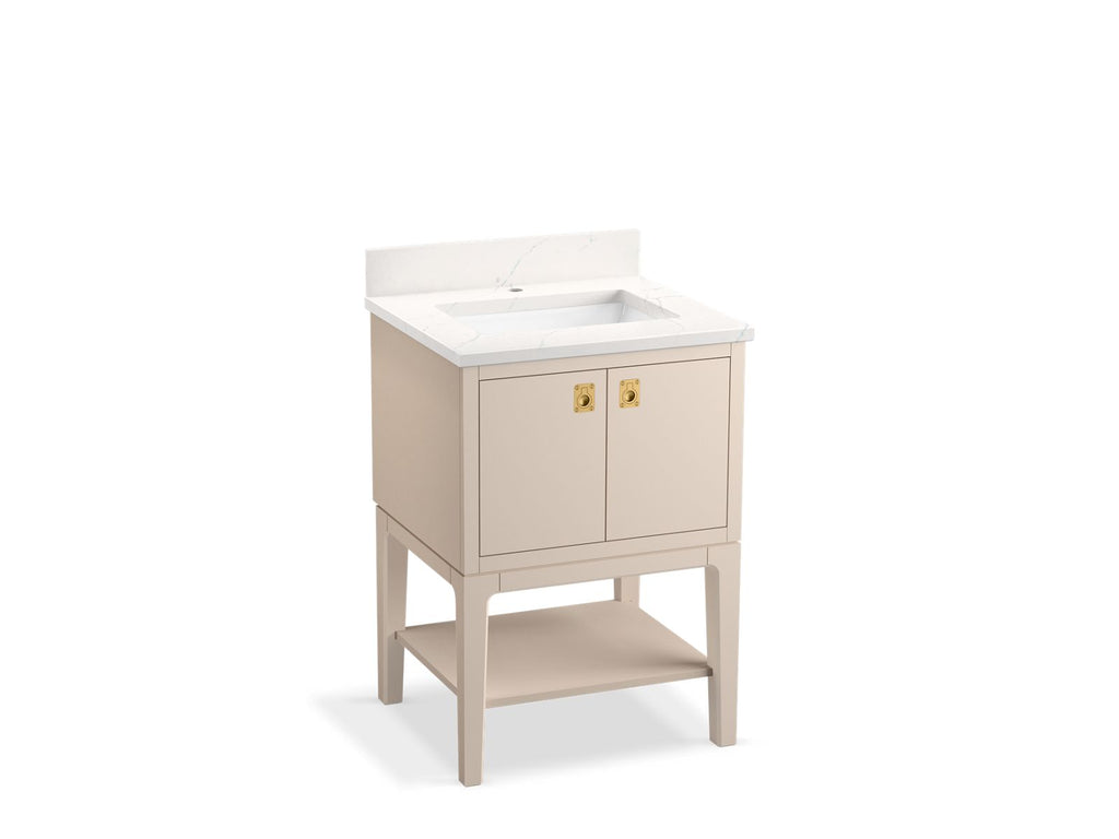 KOHLER K-35024-LWG Seagrove By Studio Mcgee 24" Bathroom Vanity Cabinet With Sink And Quartz Top - Light Clay