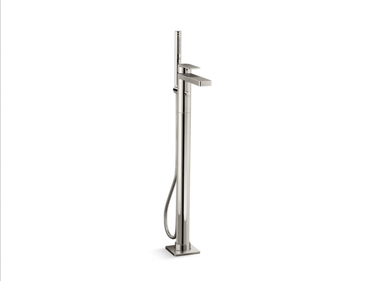 KOHLER K-T23492-4-SN Parallel Floor-Mount Bath Filler Trim With Handshower In Vibrant Polished Nickel