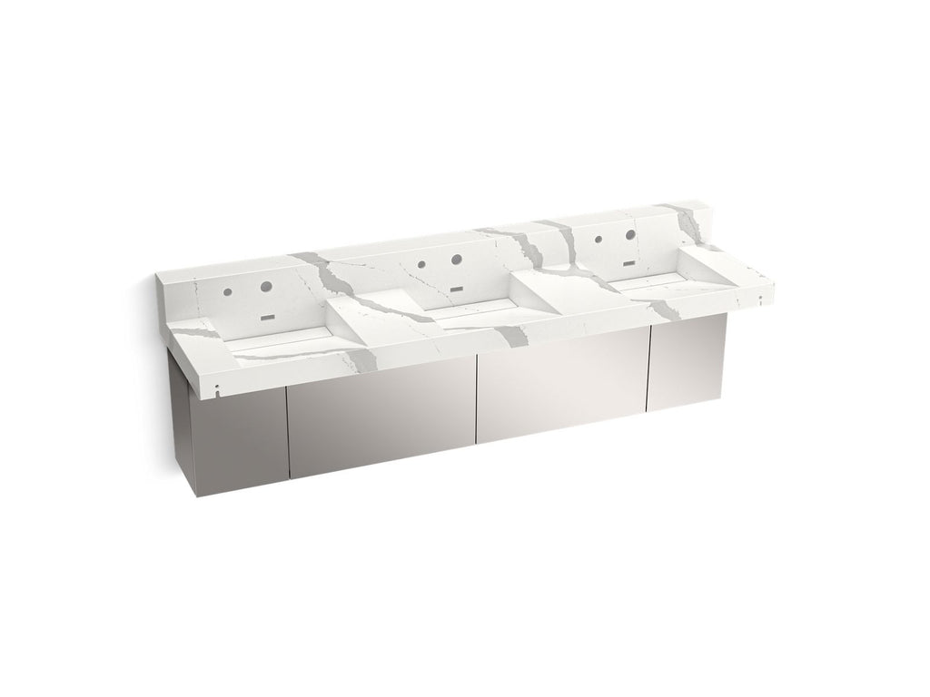 KOHLER K-81026-BSS-KEB Constellation 90" Wall-Mount Basin Lavatory System With Backsplash - Et Bianco Cal