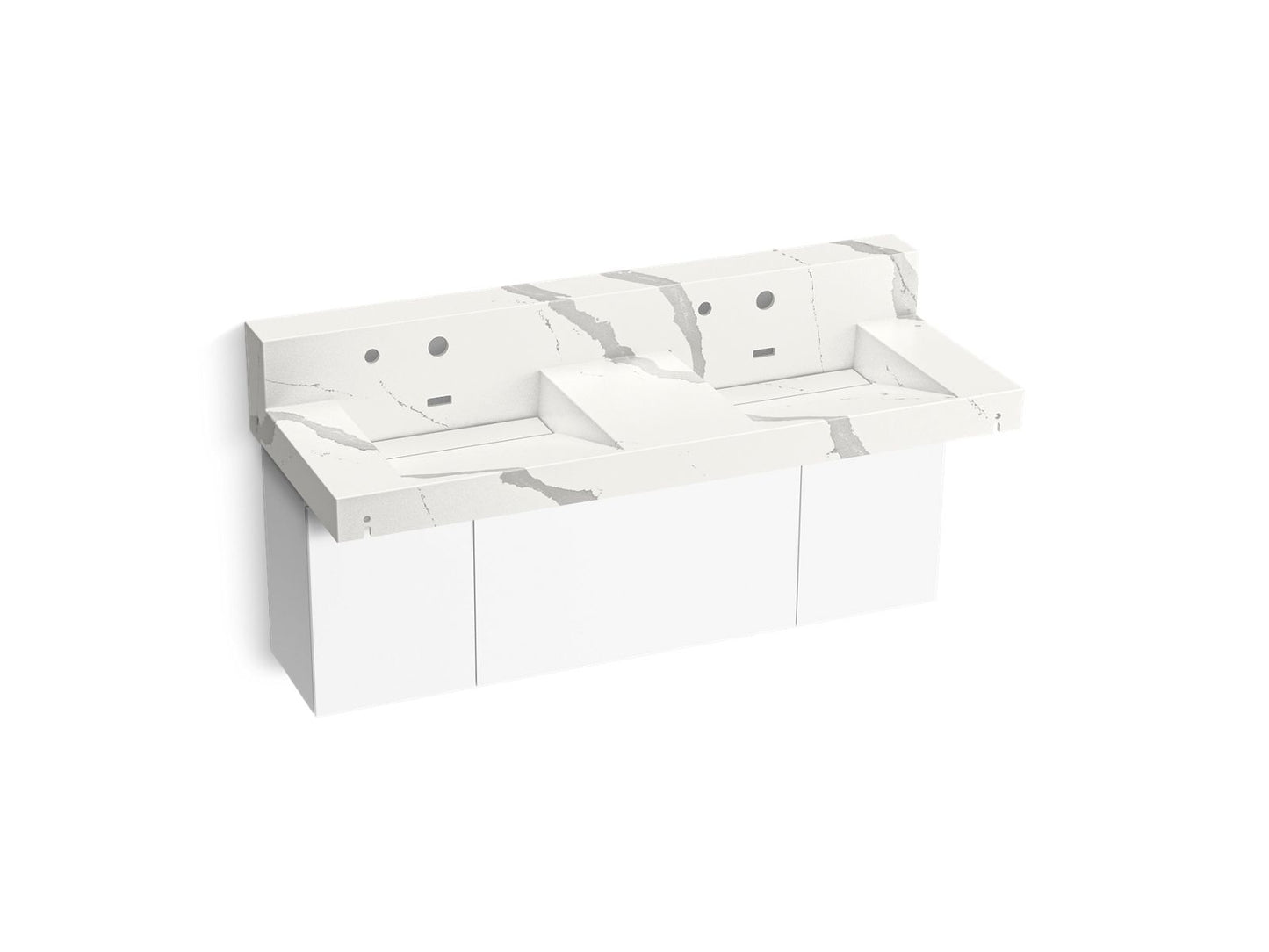 KOHLER K-81025-BPW-KEB Constellation 60" Wall-Mount Basin Lavatory System With Backsplash In Et Bianco Cal