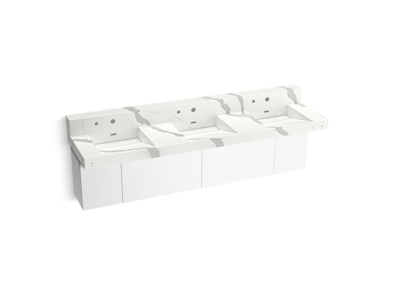 KOHLER K-81026-BPW-KEB Constellation 90" Wall-Mount Basin Lavatory System With Backsplash - Et Bianco Cal
