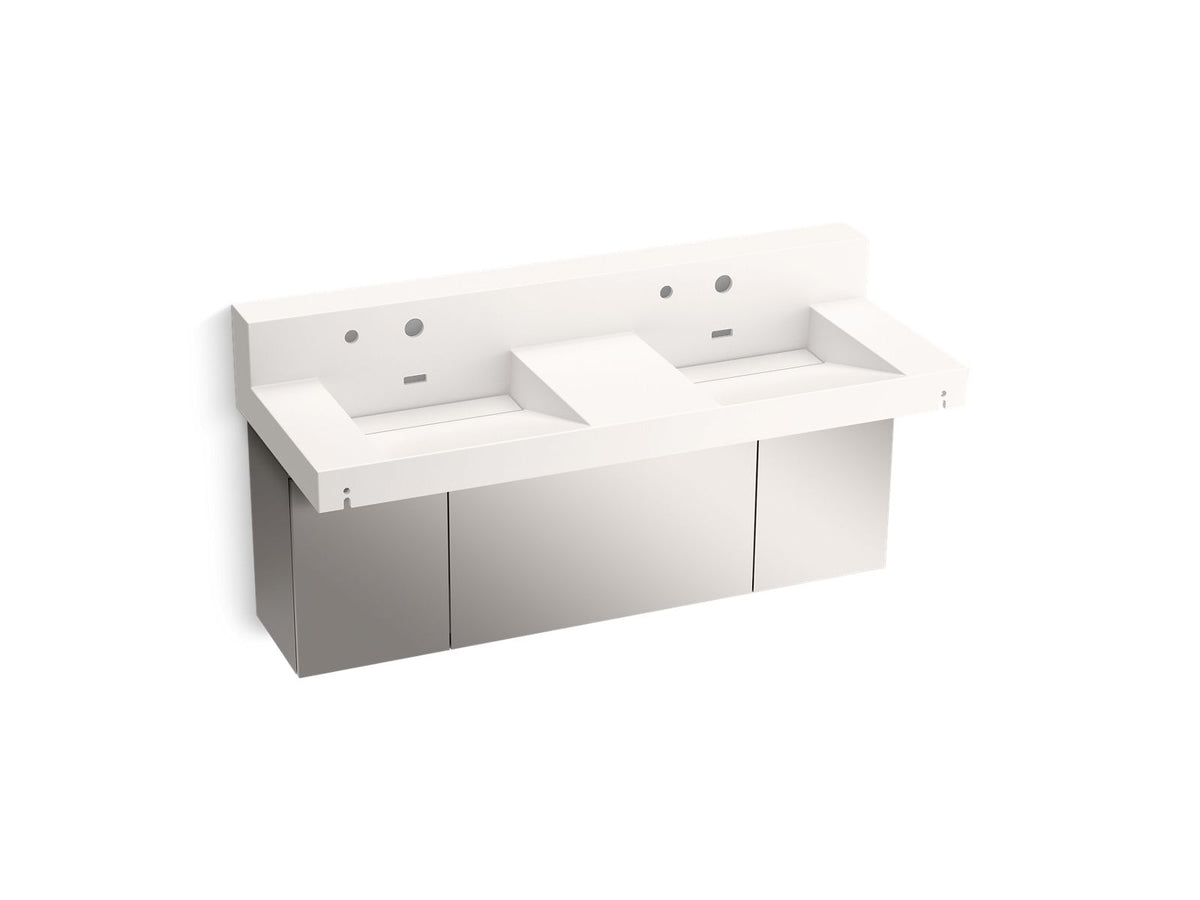 KOHLER K-81025-BSS-KCD Constellation 60" Wall-Mount Basin Lavatory System With Backsplash - Designer White