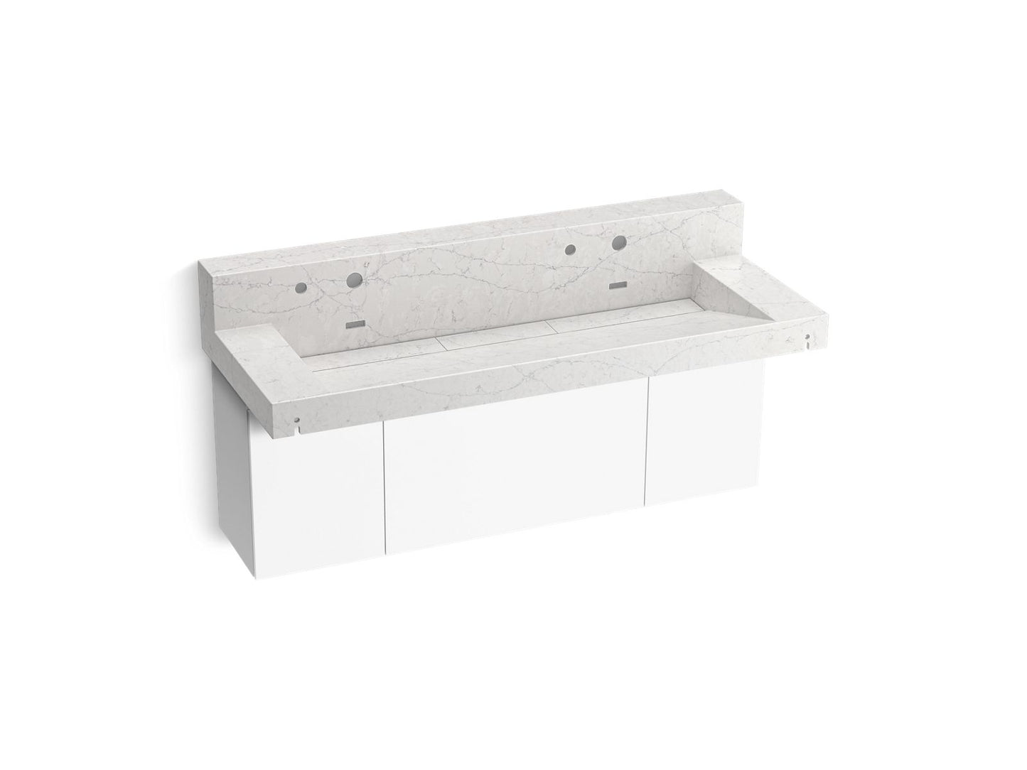 KOHLER K-81027-BPW-KEP Constellation 60" Wall-Mount Trough Lavatory System With Backsplash In Pearl Jasmine